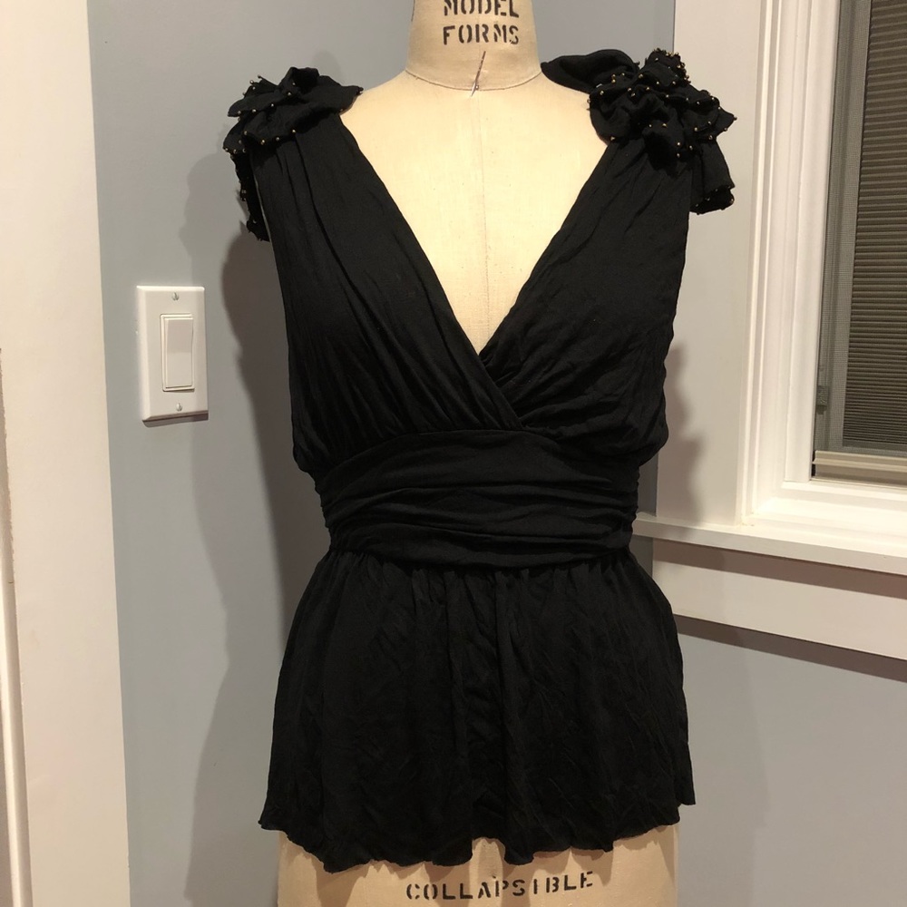 French Connection Rose Beaded Top Size 10